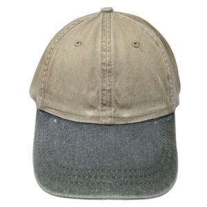 Falcon Baseball Cap Beige Green One Size Leather Strap Two-Tone Curved Brim hat